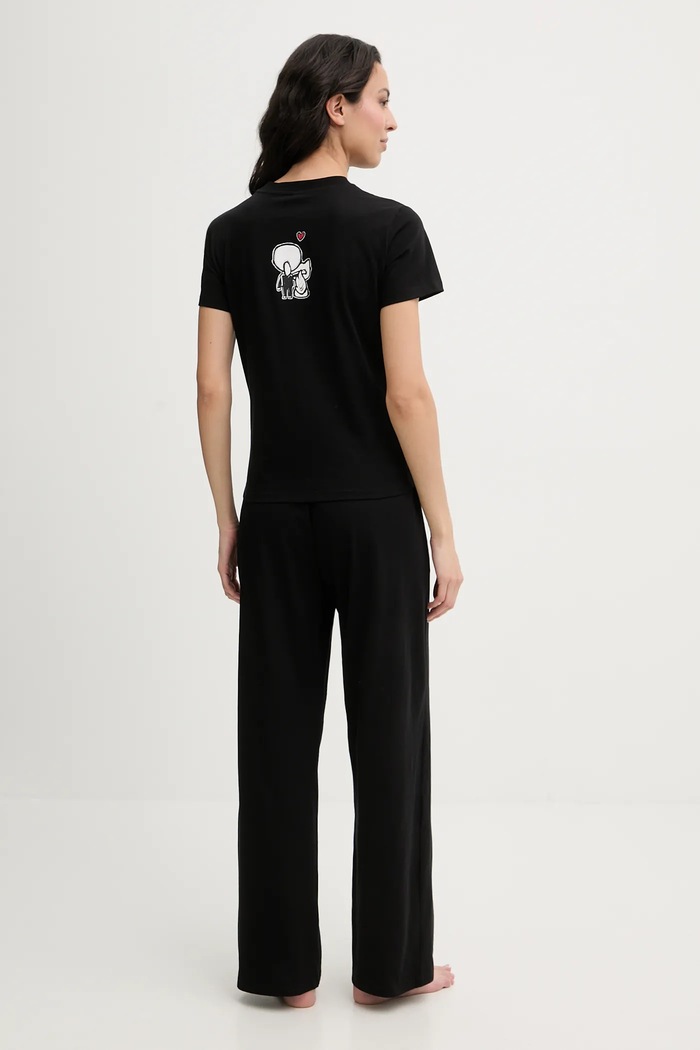 Karl Lagerfeld piżama bawełniana IKON B1W45004 czarny SS26