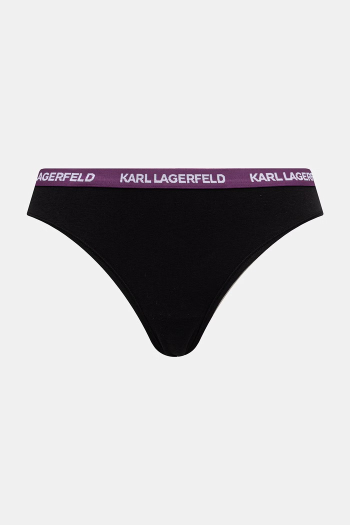 Îmbrăcăminte Karl Lagerfeld chiloți g-string pentru femei din bumbac cu elastan pachet de 3 B1W47015 negru