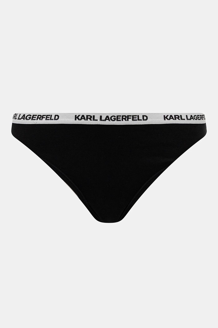 Karl Lagerfeld tangá dámske bavlnené s elastanom 3-pak B1W47015 čierna SS26