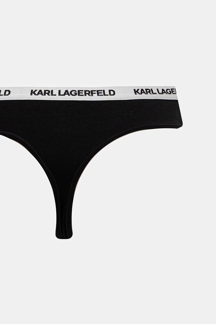 Karl Lagerfeld tangá dámske bavlnené s elastanom 3-pak B1W47015 čierna
