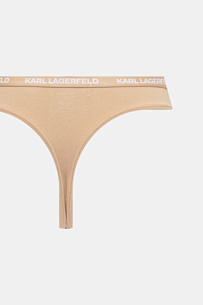 Karl Lagerfeld Στρινγκ Γυναικεία με βαμβάκι 3-pack B1W47031 μπεζ