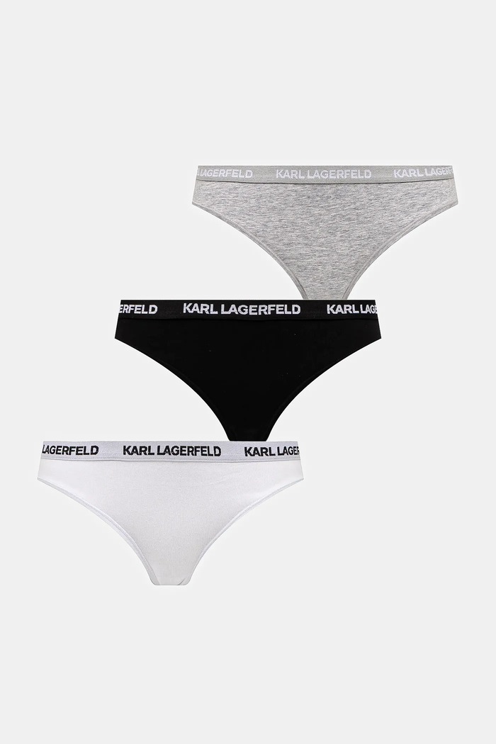 Karl Lagerfeld tangá dámske s bavlnou 3-pack tangá sivá B1W47031