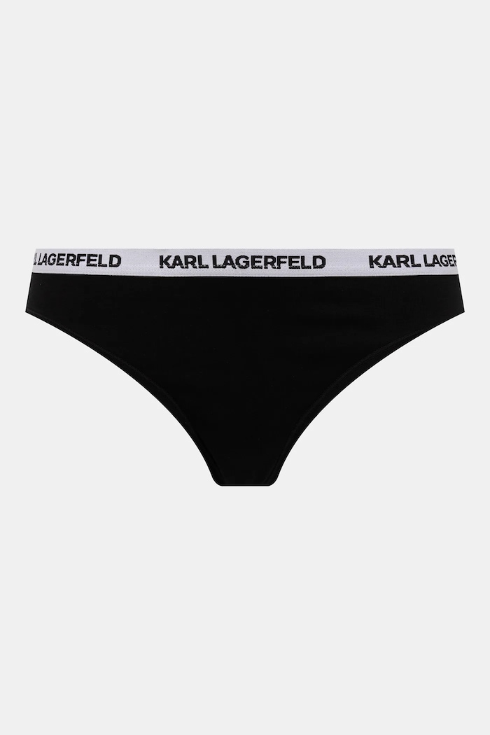 Karl Lagerfeld tangá dámske s bavlnou 3-pak čierna B1W47031