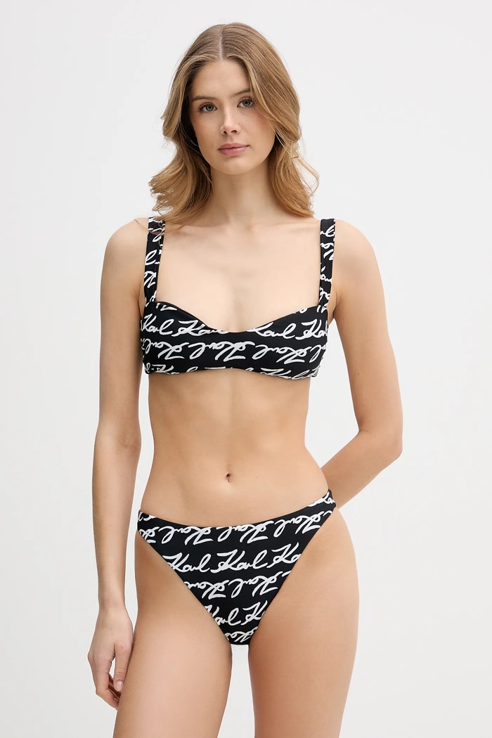 Karl Lagerfeld sutien de baie KARL SIGNATURE B1W46058 negru SS26