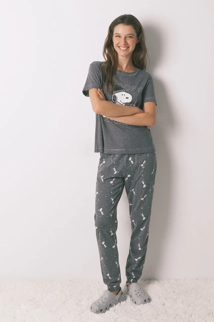 women'secret piżama SNOOPY wzorzyste szary 3132165