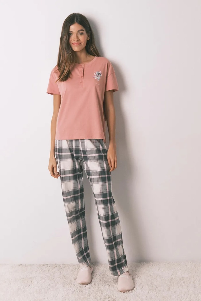 women'secret piżama bawełniana LILO & STITCH nadruk szary 3132221