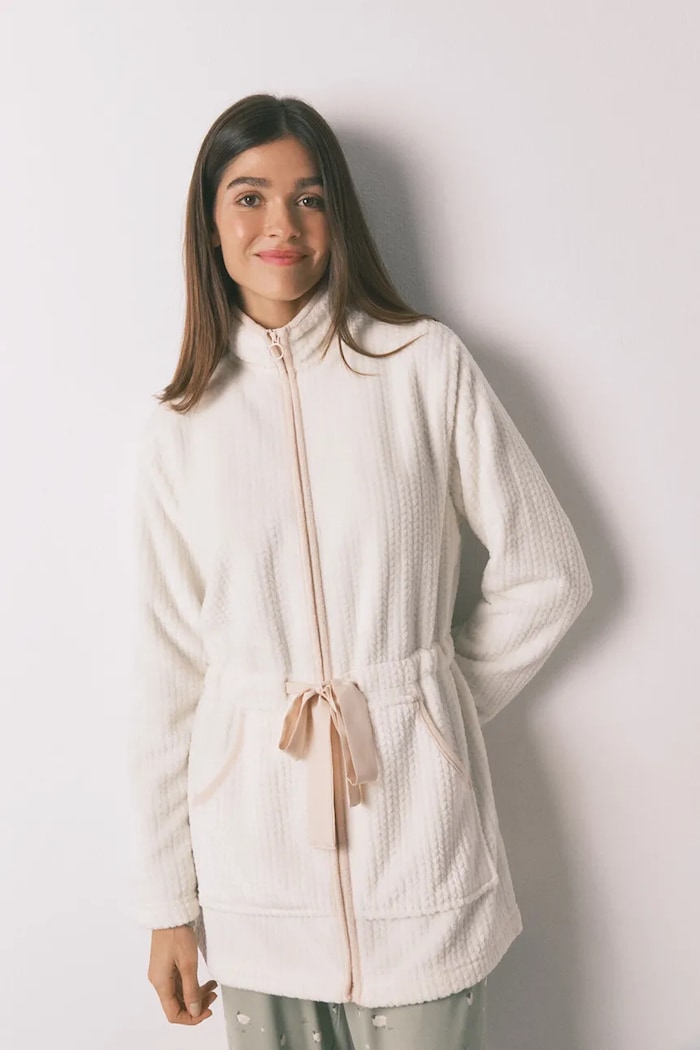 Pyžamová mikina women'secret látka béžová 4352439