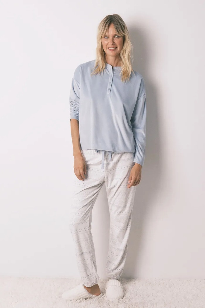 women'secret komplet piżamowy dzianina niebieski 4752549