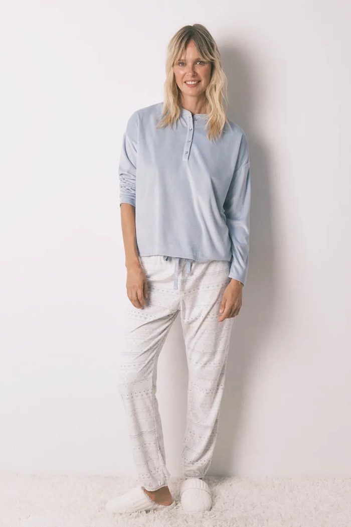women'secret komplet piżamowy dzianina niebieski 4752549