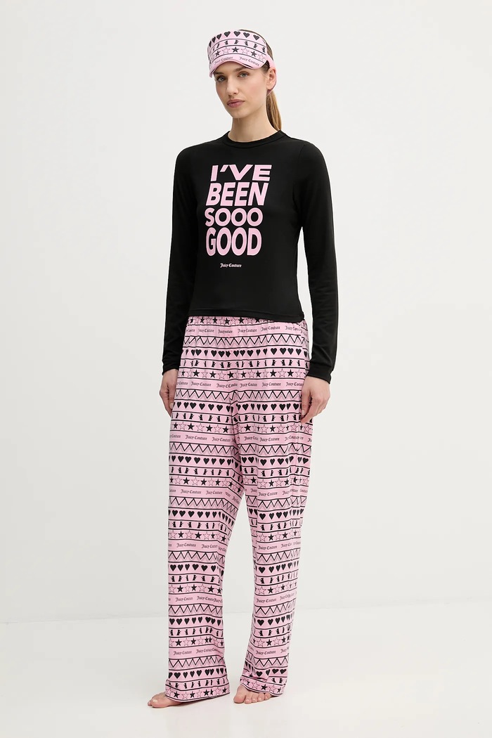 Pidžama Juicy Couture pletivo crna JCYPJ126851