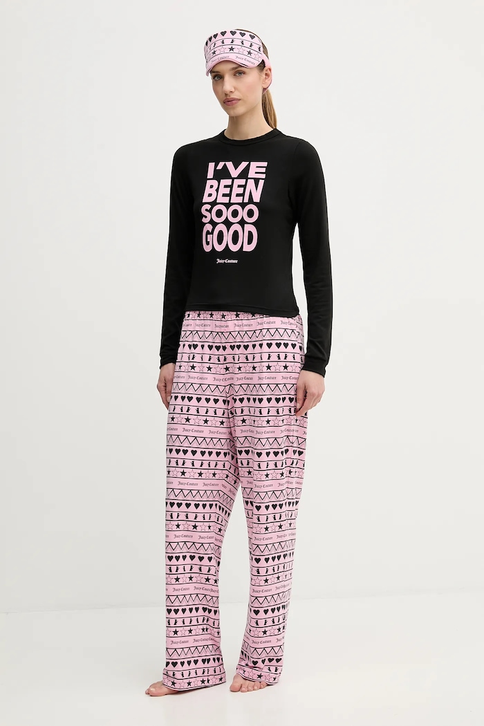 Pidžama Juicy Couture pletivo crna JCYPJ126851
