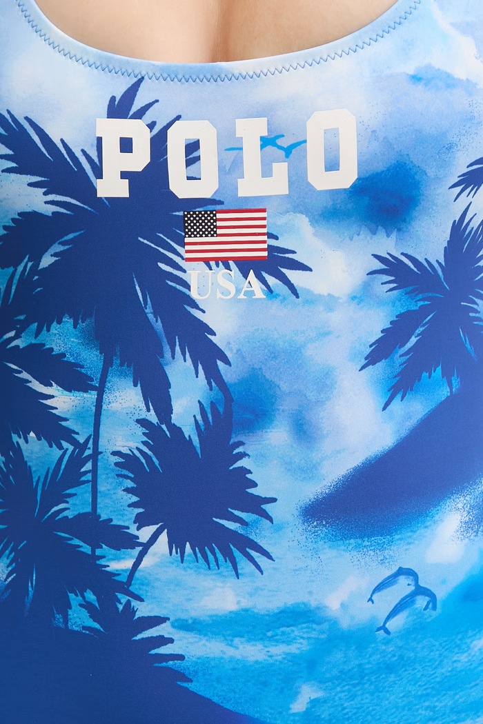 Jednodielne plavky Polo Ralph Lauren modrá 21609410