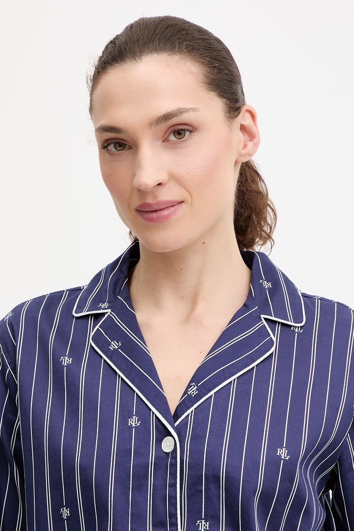 Lauren Ralph Lauren dvojdielne pyžamo dámske bavlnené tmavomodrá ILN12490