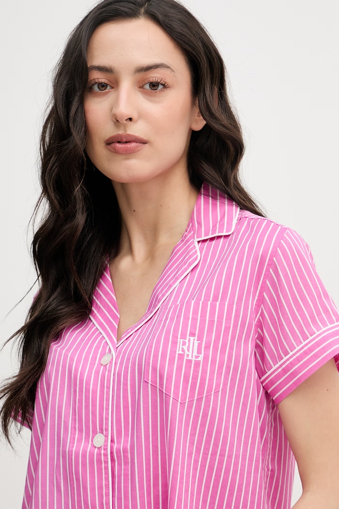 Lauren Ralph Lauren piżama dwuczęściowa damska z bawełną różowy ILN12506