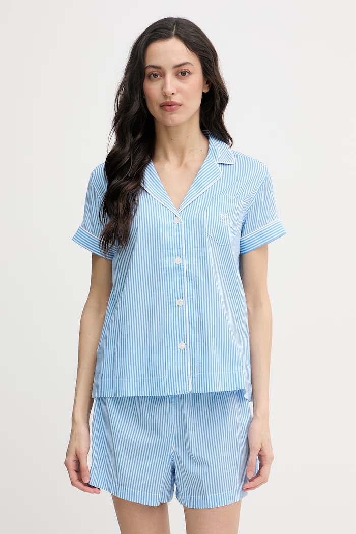 Lauren Ralph Lauren piżama dwuczęściowa damska z bawełny niebieski ILN12506