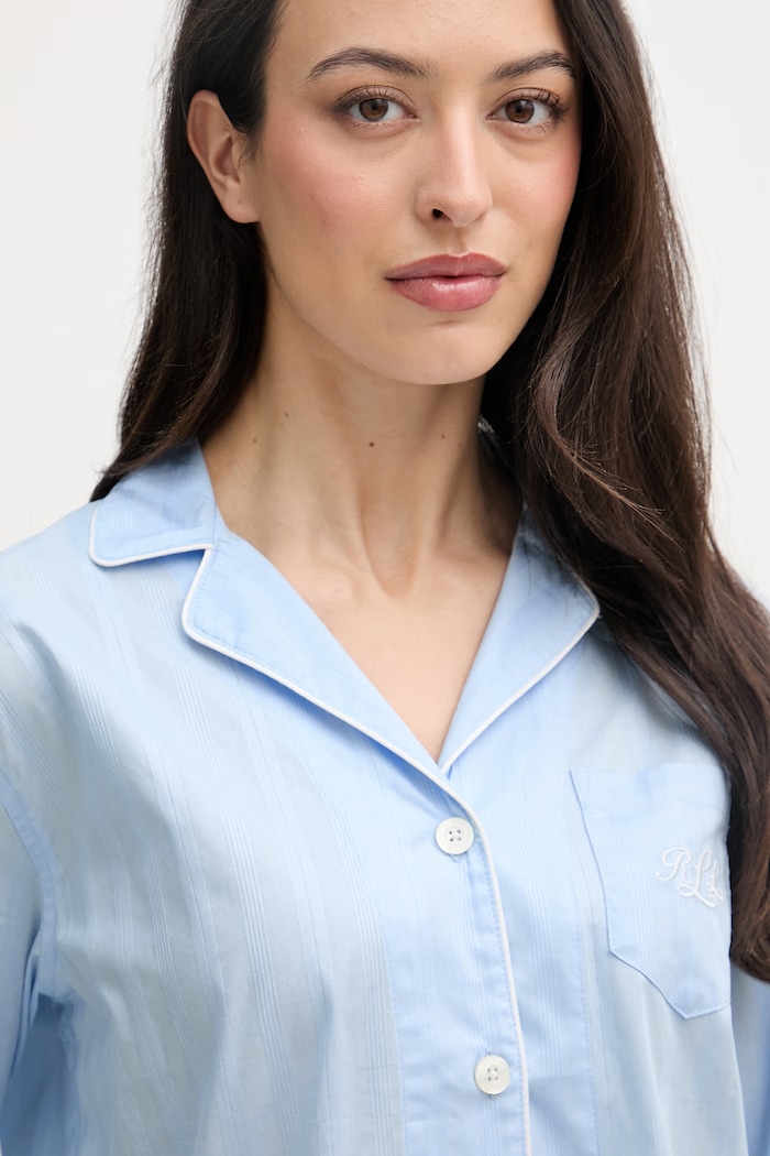 Lauren Ralph Lauren piżama dwuczęściowa damska bawełniana niebieski ILN12507