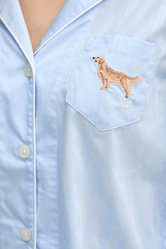 Lauren Ralph Lauren piżama dwuczęściowa damska bawełniana ILN12507 niebieski