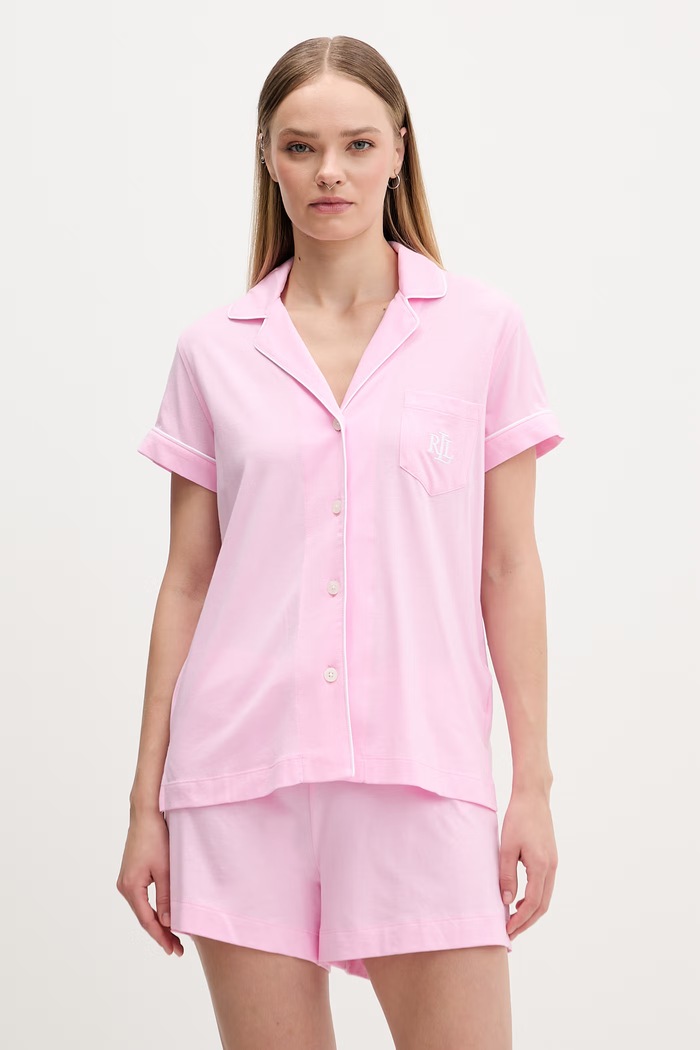 Lauren Ralph Lauren pyžamo dámske s bavlnou ružová ILN12509