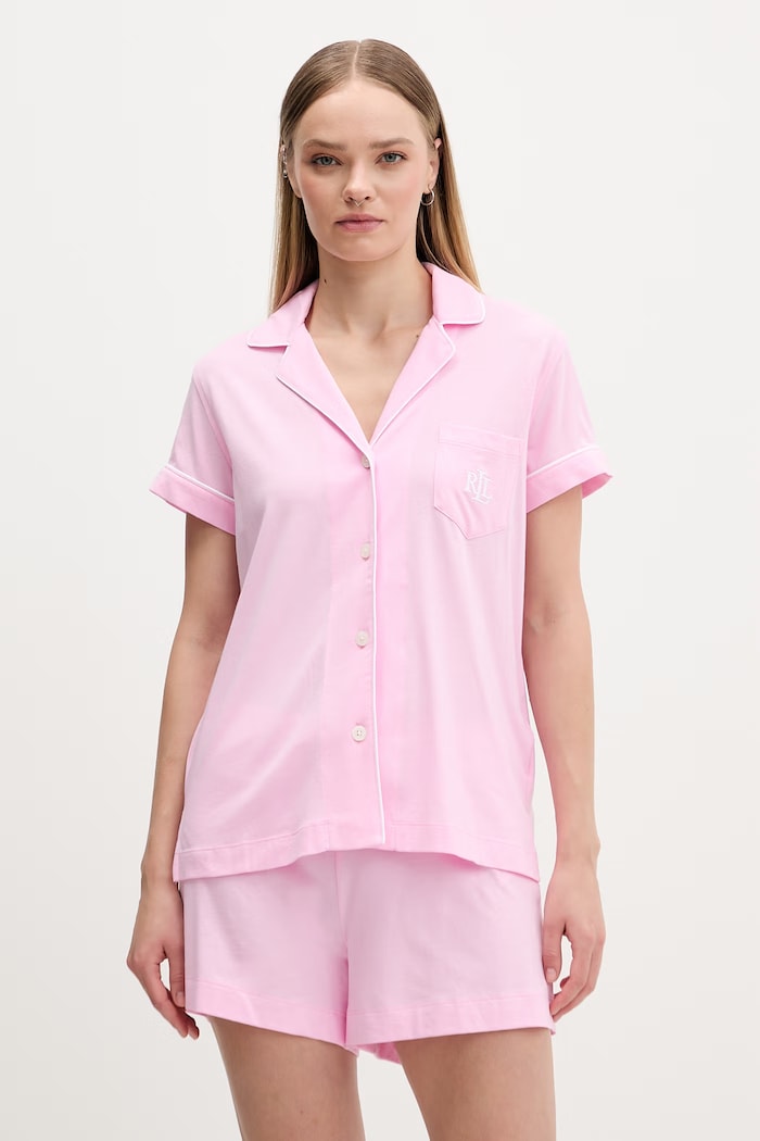 Lauren Ralph Lauren pyžamo dámske s bavlnou ružová ILN12509