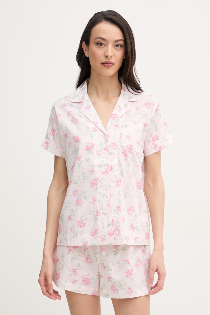 Lauren Ralph Lauren piżama dwuczęściowa damska z wiskozą różowy ILN12512