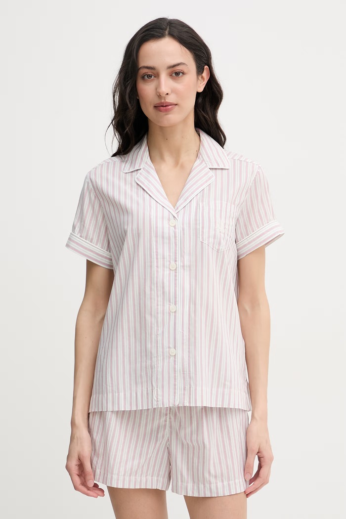 Lauren Ralph Lauren piżama dwuczęściowa damska z bawełny beżowy ILN12516