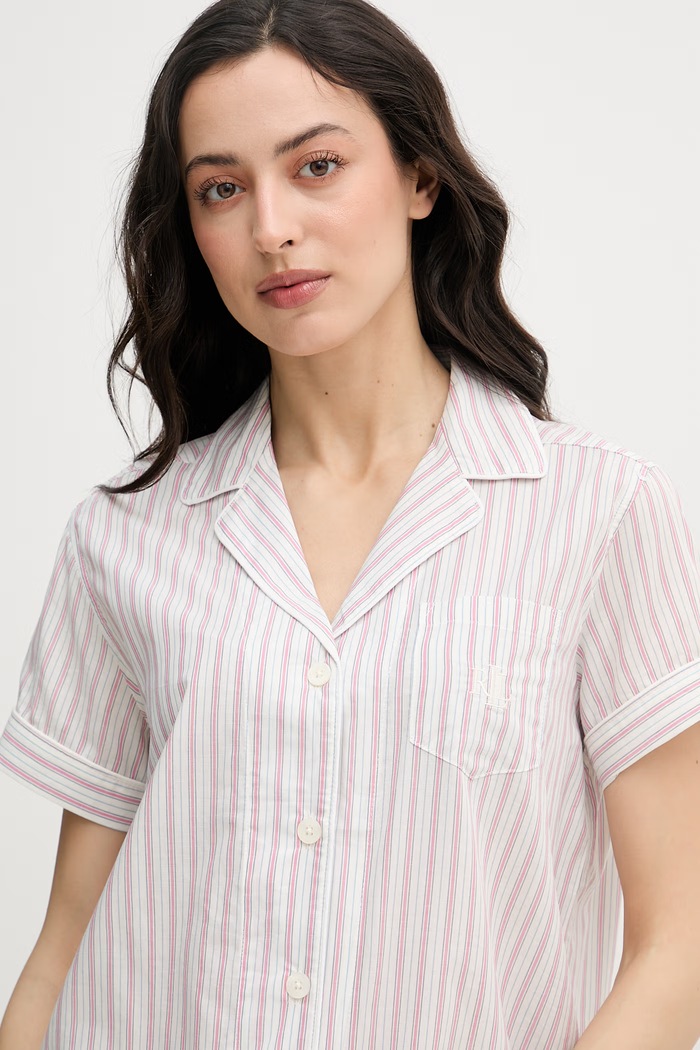 Lauren Ralph Lauren piżama dwuczęściowa damska z bawełny ILN12516 beżowy
