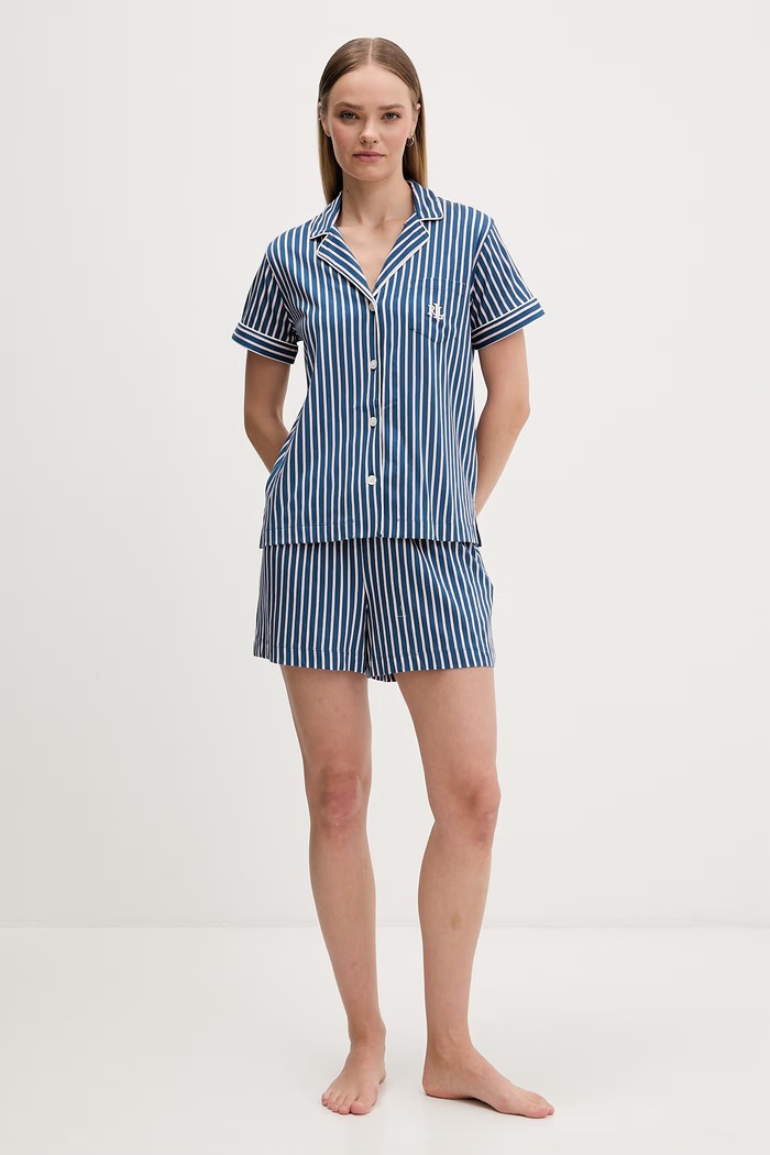 Odzież Lauren Ralph Lauren piżama dwuczęściowa damska z wiskozą ILN12519 granatowy