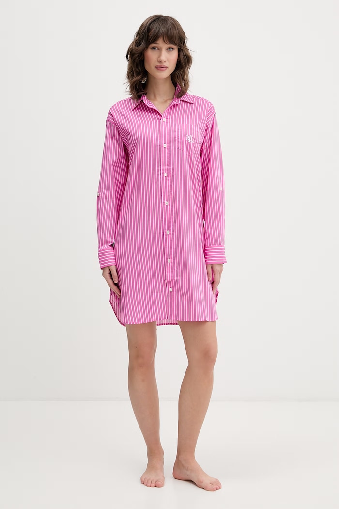 Lauren Ralph Lauren cămașă de noapte pentru femei, cu vâscoză ILN32506 roz SS26