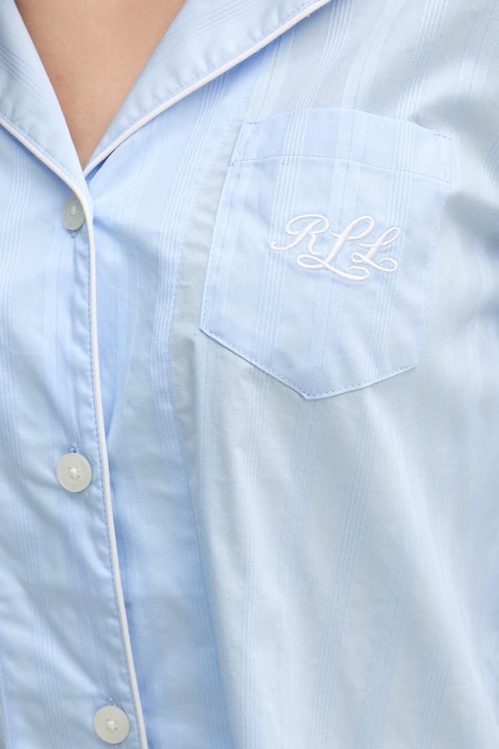 Lauren Ralph Lauren nočná košieľka dámska bavlnená modrá ILN32507