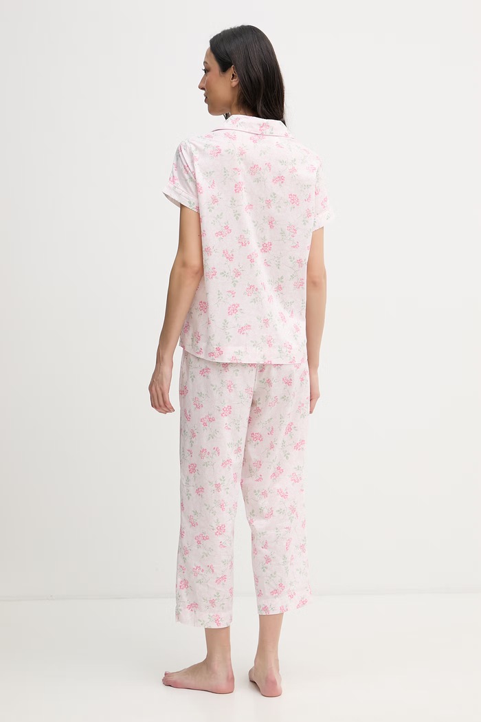 Lauren Ralph Lauren piżama dwuczęściowa damska z bawełną ILN72512 różowy SS26