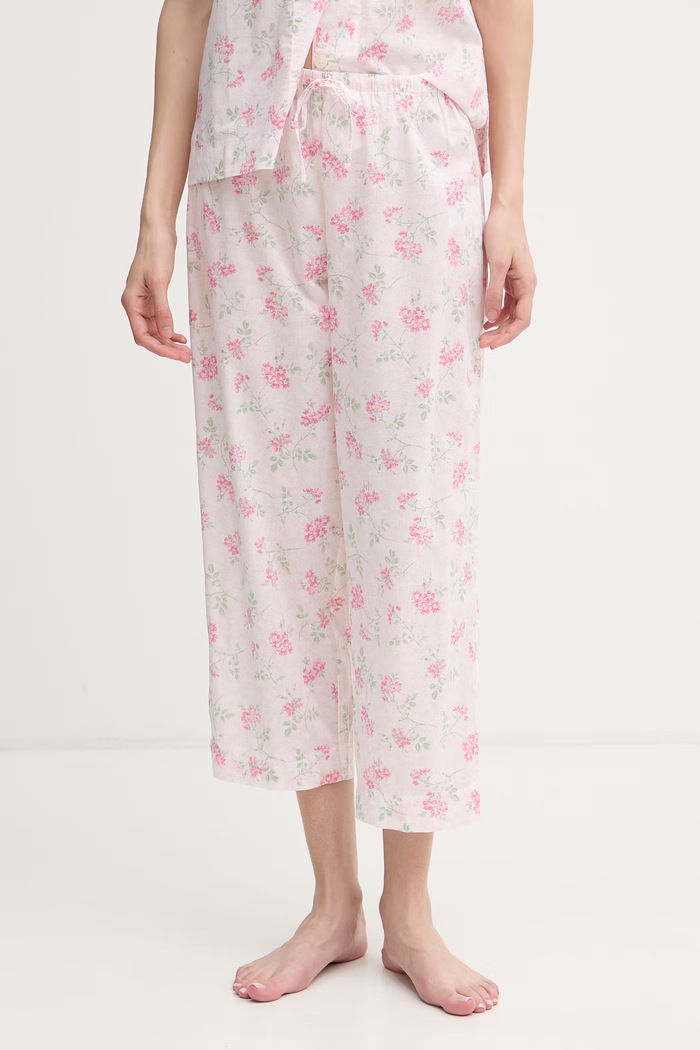 Lauren Ralph Lauren piżama dwuczęściowa damska z bawełną różowy ILN72512