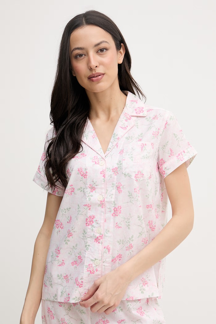 Lauren Ralph Lauren piżama dwuczęściowa damska z bawełną ILN72512 różowy