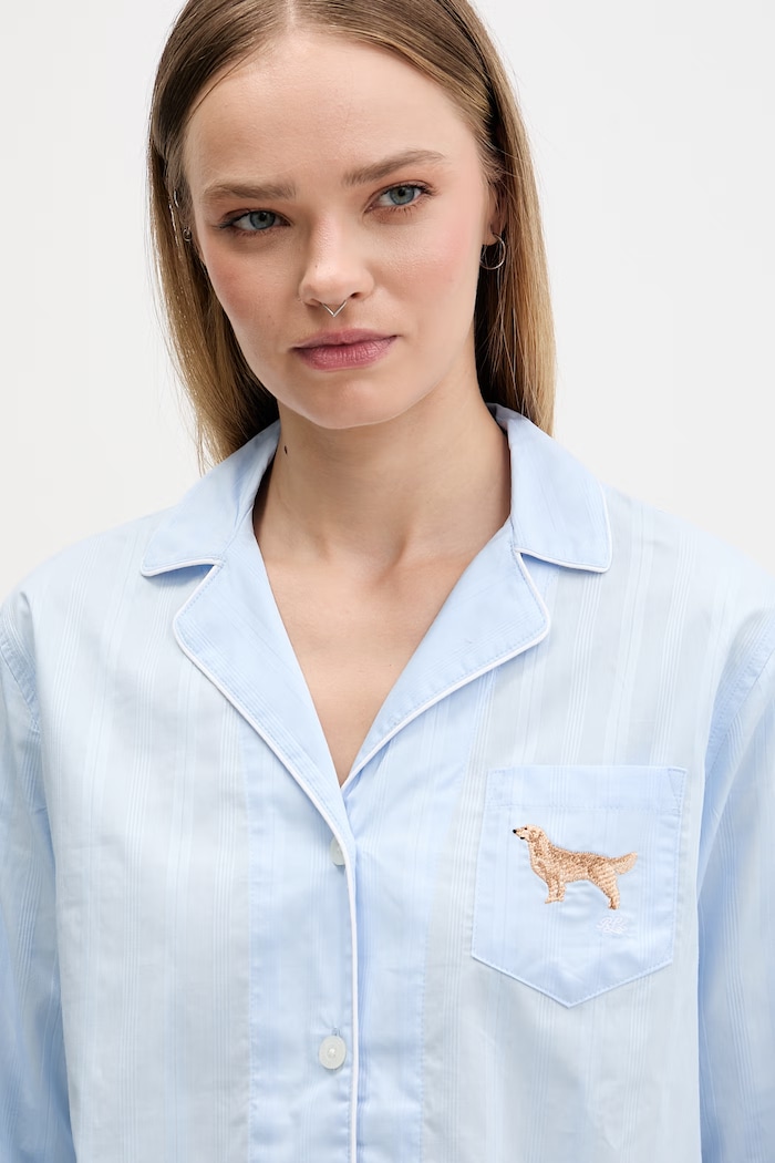 Lauren Ralph Lauren pyžamo dámske bavlnené ILN92507 modrá