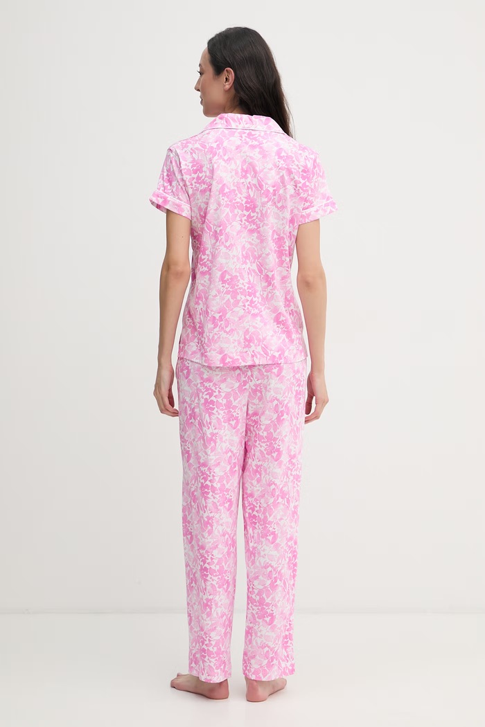 Lauren Ralph Lauren piżama dwuczęściowa damska z bawełną ILN92509 różowy SS26