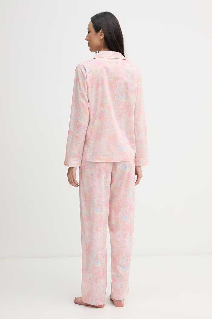 Lauren Ralph Lauren piżama dwuczęściowa damska z bawełną ILN92512 różowy SS26