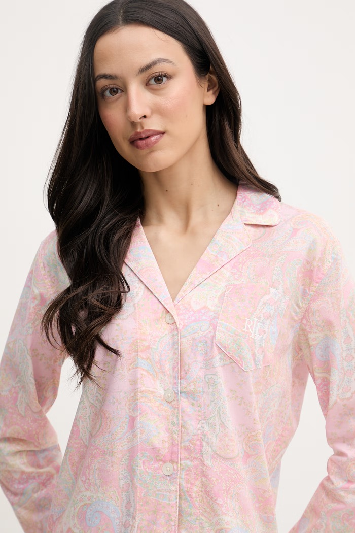 Lauren Ralph Lauren piżama dwuczęściowa damska z bawełną ILN92512 różowy
