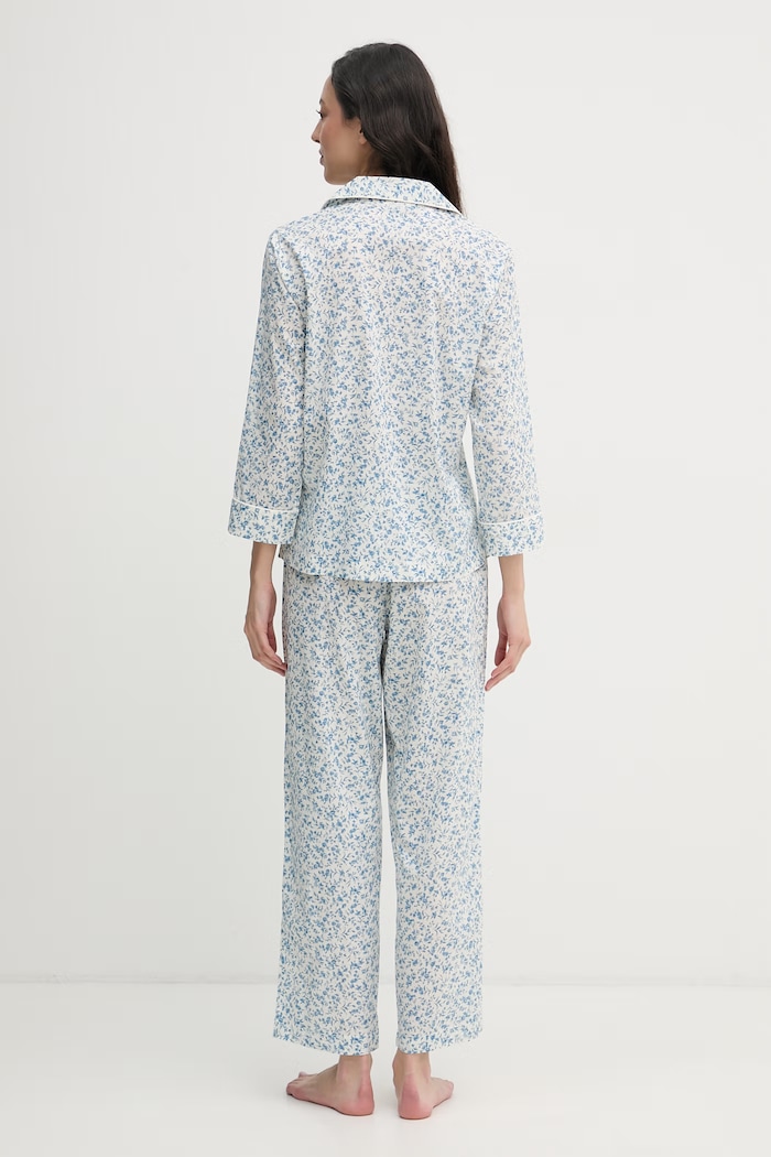 Lauren Ralph Lauren piżama dwuczęściowa damska z bawełną ILN92516 niebieski SS26