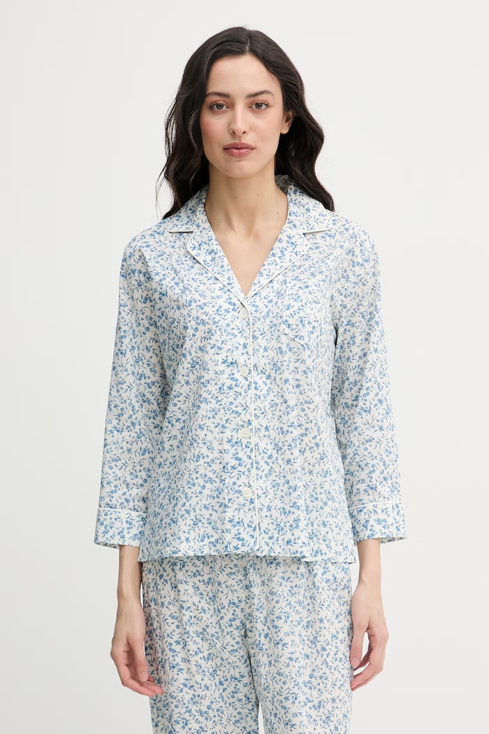 Odzież Lauren Ralph Lauren piżama dwuczęściowa damska z bawełną ILN92516 niebieski