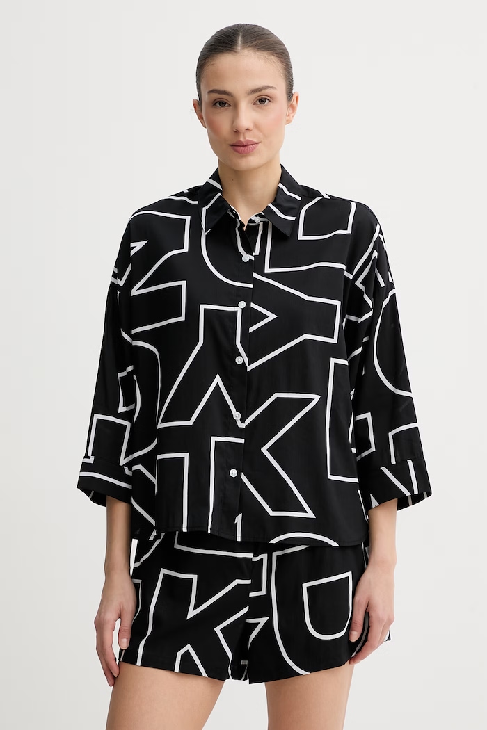 DKNY pidžama za žene od viskoze crna YI50100