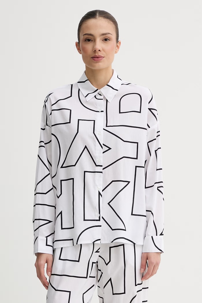 DKNY dvojdielne pyžamo dámske bavlnené YI90100 biela SS26