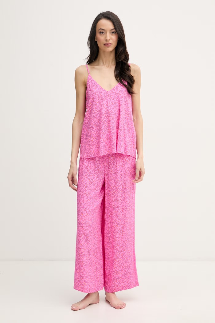 DKNY pijama din două piese pentru femei, din vâscoză roz YI70113