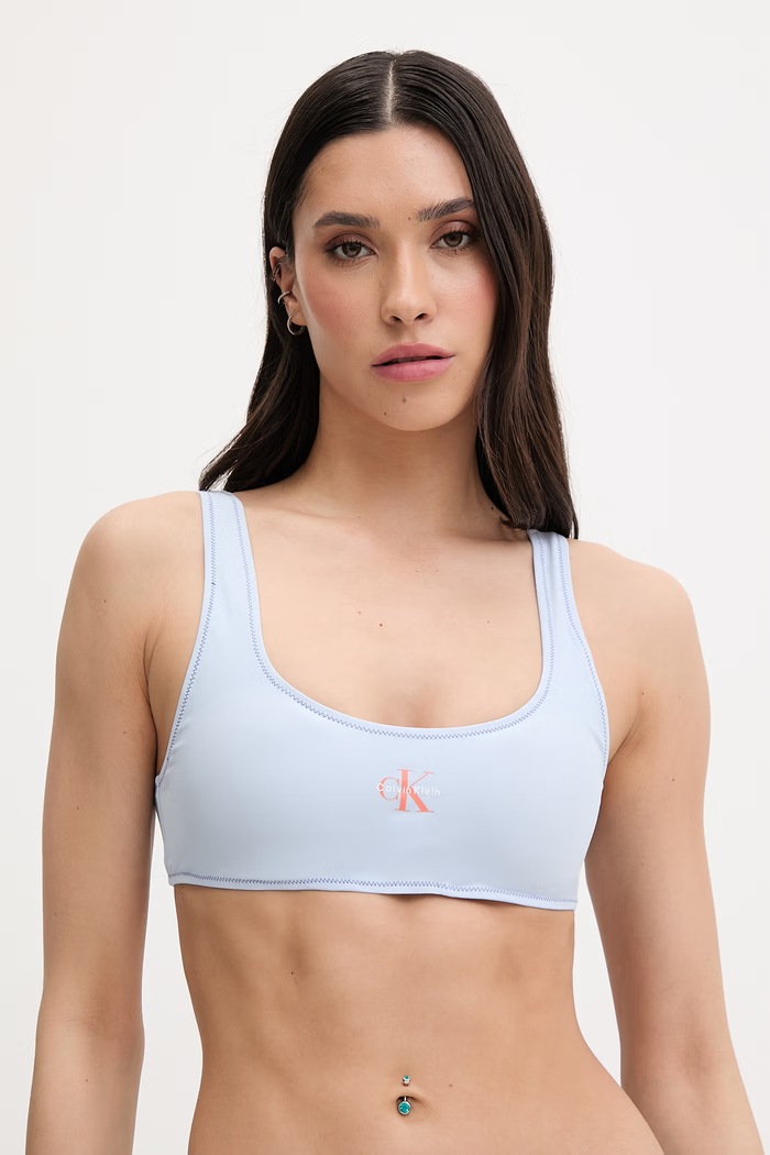 Calvin Klein plavková podprsenka dámska modrá LV00Q61100