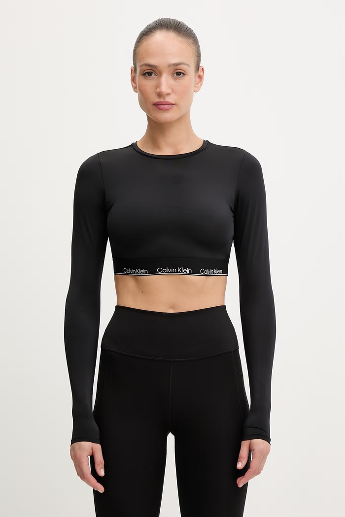 Calvin Klein maglietta a maniche lunghe da donna nero LV00Q61128