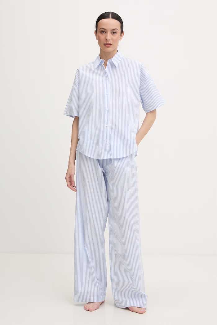 Calvin Klein Underwear spodnie piżamowe damskie bawełniane LV00QS7597 niebieski SS26