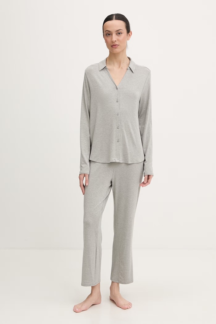Calvin Klein Underwear pijama din două piese de femei din modal gri LV00QS7659