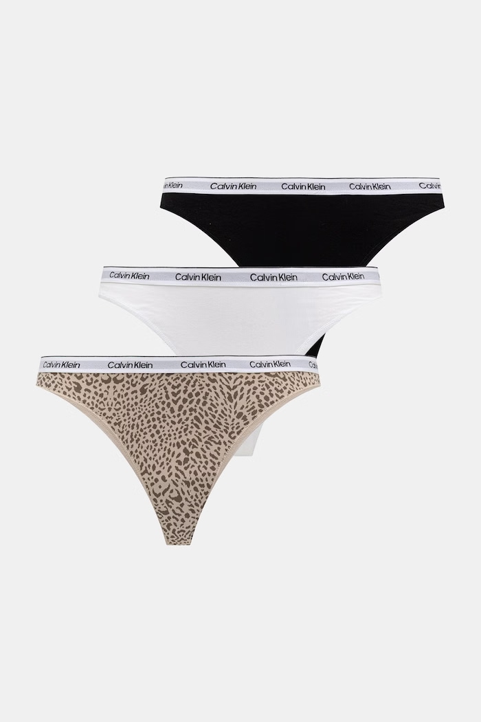 Calvin Klein Underwear tanga dámské bavlněné s elastanem 3-pack bílá LV00QD5209