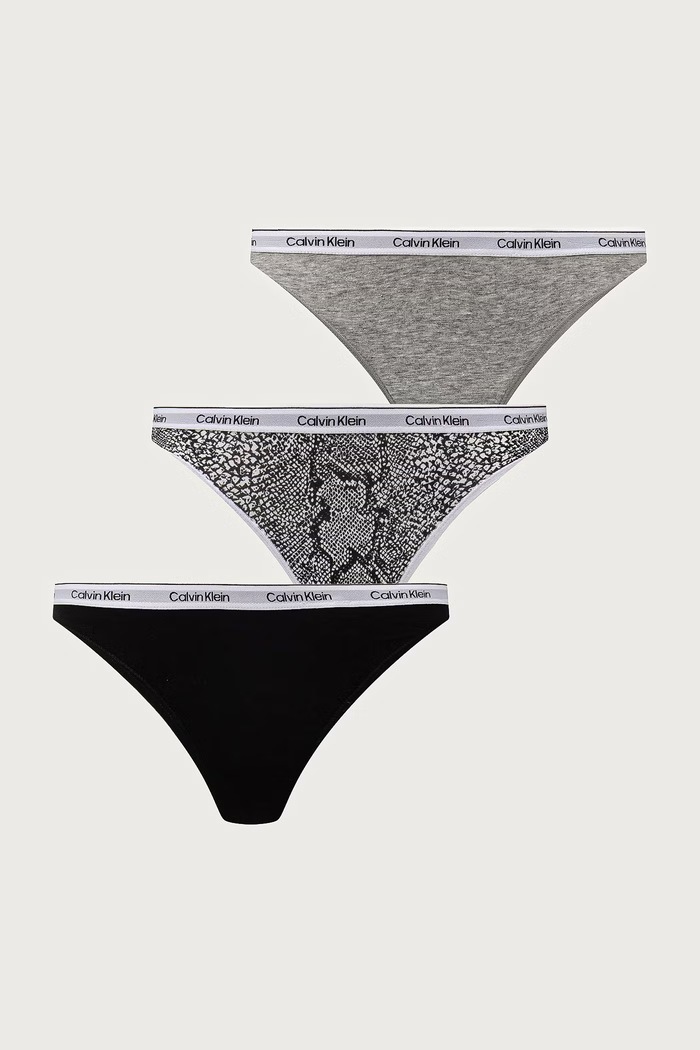 Calvin Klein Underwear tanga dámské bavlněné s elastanem 3-pack šedá LV00QD5209