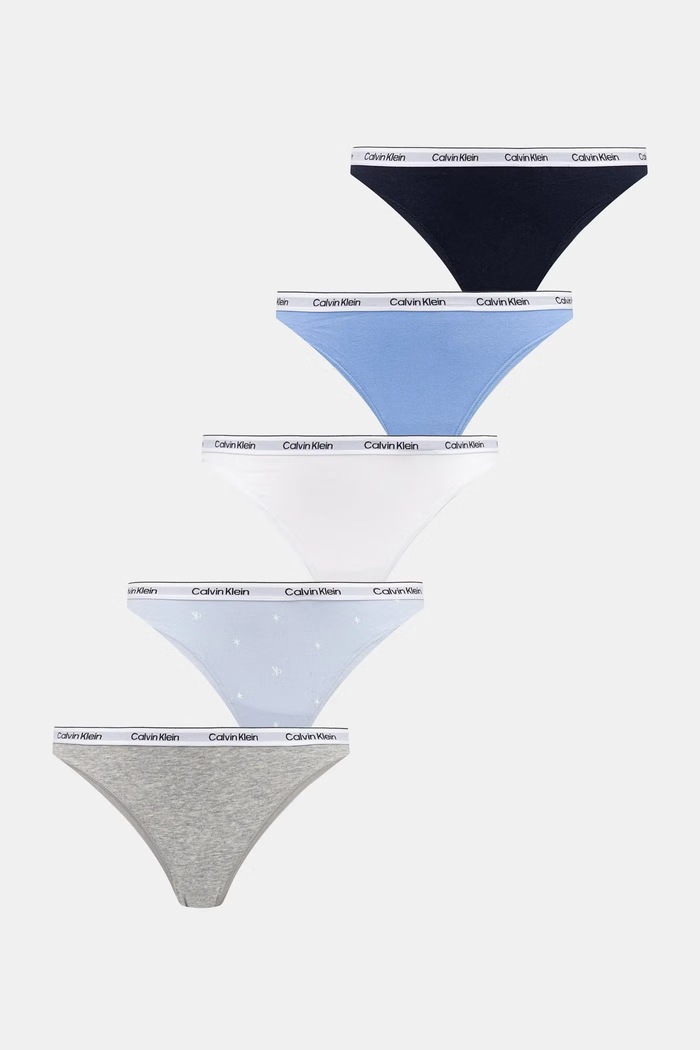 Calvin Klein Underwear tangá dámske 5-pak modrá LV00QD5221