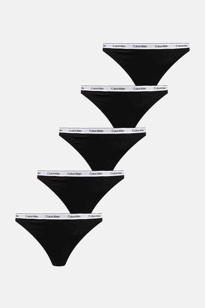 Calvin Klein Underwear tangá dámske 5-pak čierna LV00QD5221