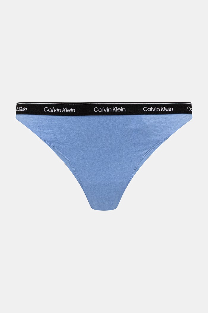 Dámske tangá s bavlnou Calvin Klein Underwear 7-pak modrá LV00QD5319